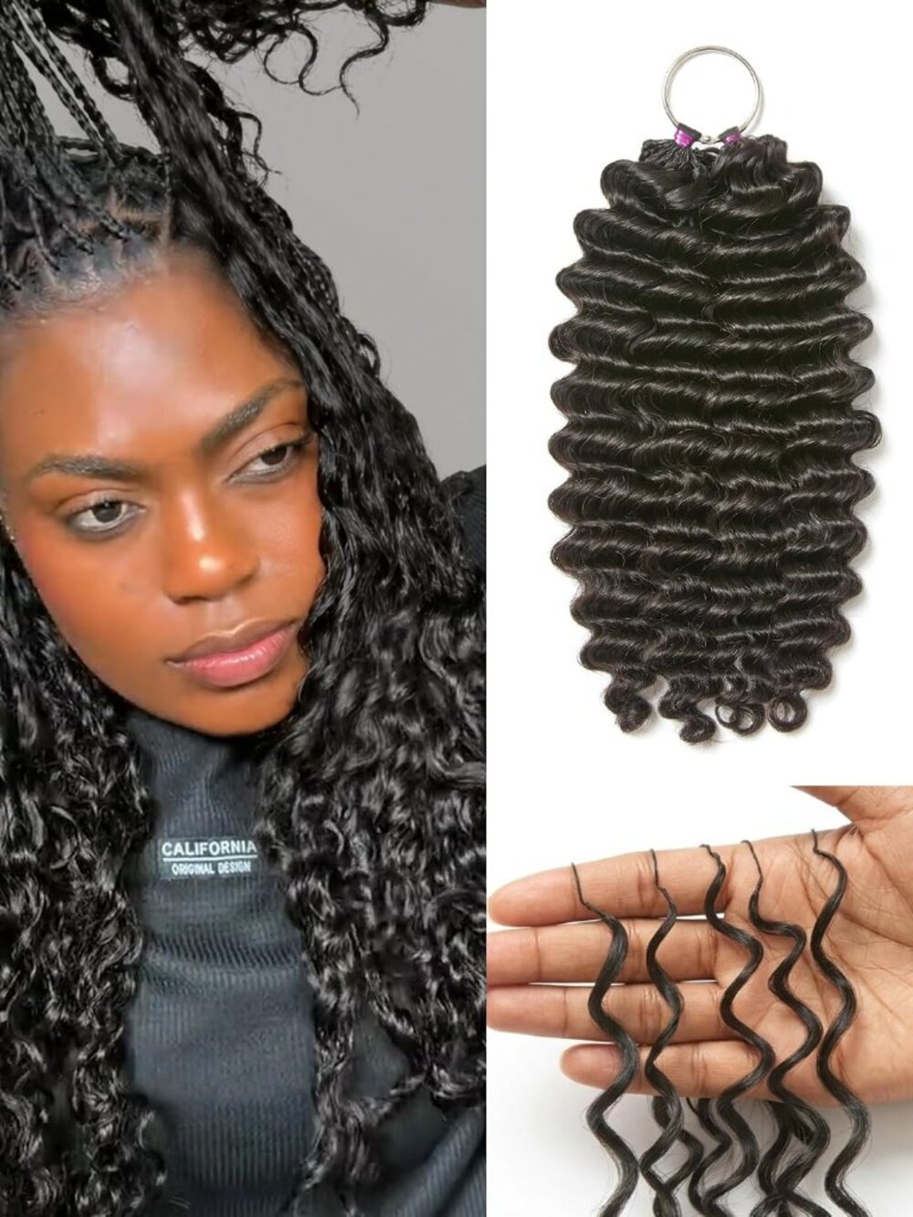 LUVME Deep Wave Crochet Hair for Black Women, 16 Inch 130g About 100 Strands